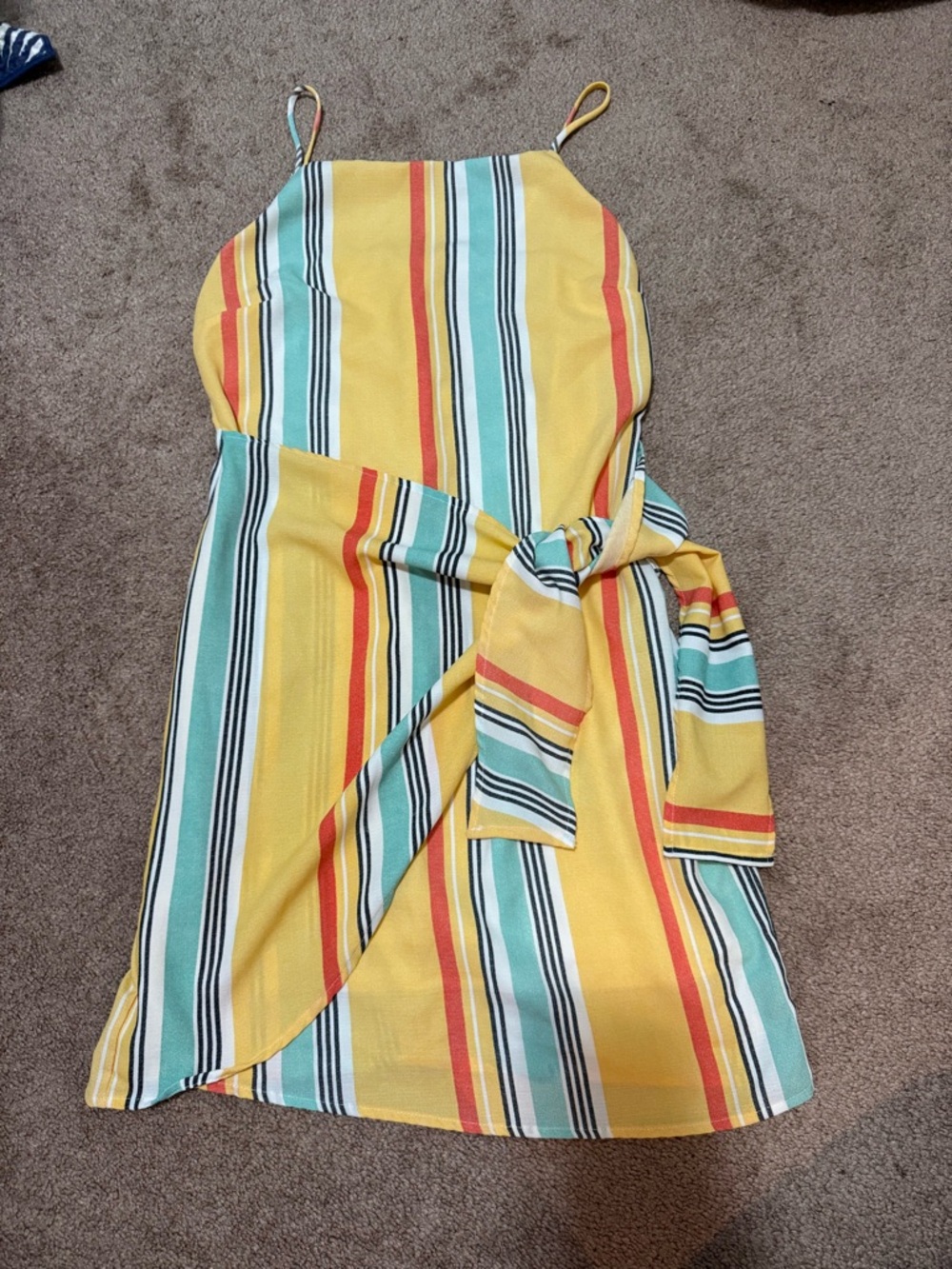 Altar'd State Yellow Striped Tie-Waist Sundress